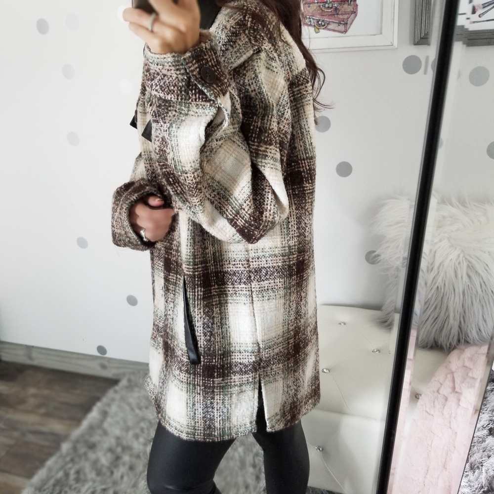 Last1️⃣ Heavyweight Oversized Plaid Button Down Coat Fall Winter Coat - Picture 9 of 11